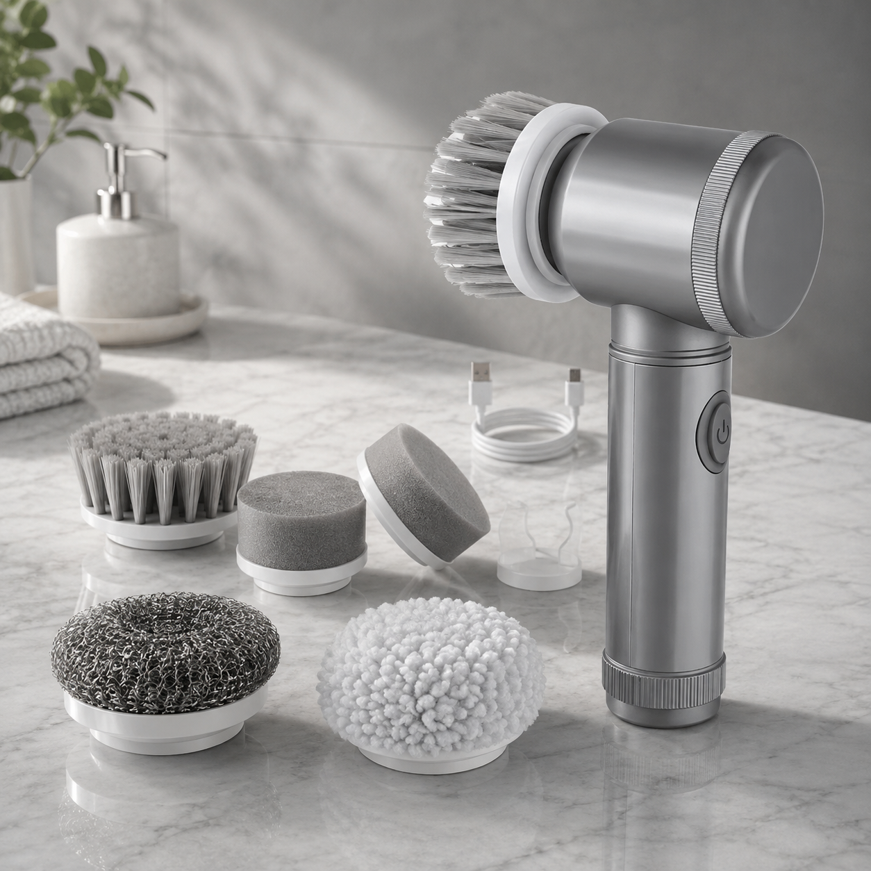 PureEase™ SpinScrub Pro™ | Cordless Electric Cleaning Brush for Kitchens, Bathrooms & Tiles
